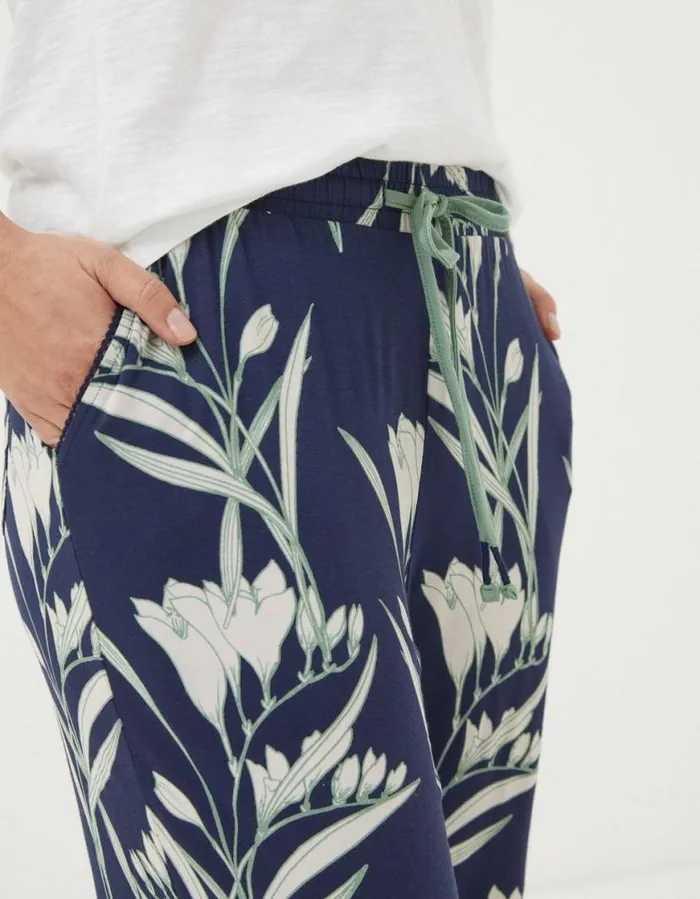 Women Nightwear and Loungewear FatFace Eva Spring Blooms Jersey Pyjama Bottoms Navy