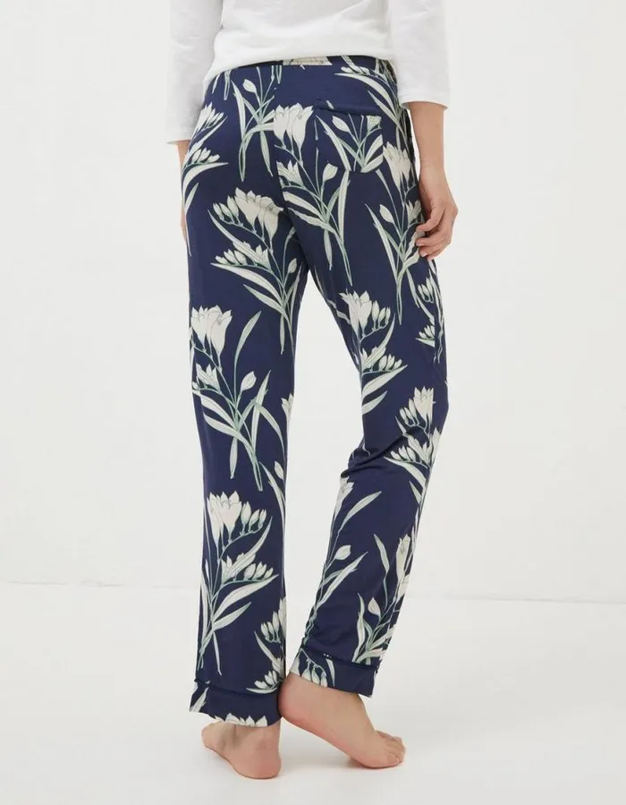 Women Nightwear and Loungewear FatFace Eva Spring Blooms Jersey Pyjama Bottoms Navy