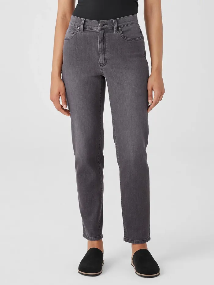 Women Pants Shorts and Jumpsuits Eileen Fisher Organic Cotton Stretch Slim Jean Carbon