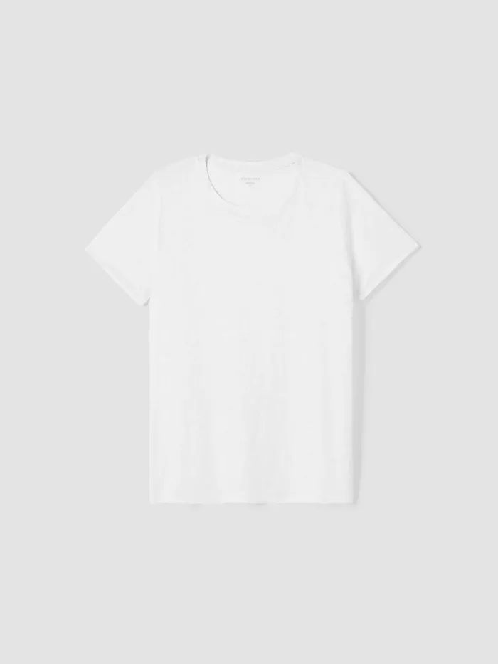 Women Petite Eileen Fisher Organic Linen Jersey Crew Neck Tee White