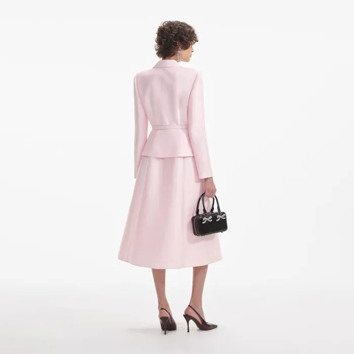 Women Pink Tailored Taffeta Midi Dress Pink Self Portrait Dresses