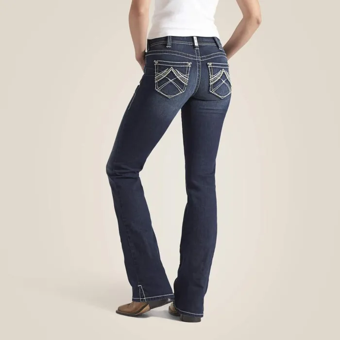 Women REAL Mid Rise Stretch Whipstitch Boot Cut Jean Ocean Ariat Denim Women REAL Mid Rise Stretch Whipstitch Boot Cut Jean Ocean Ariat Denim