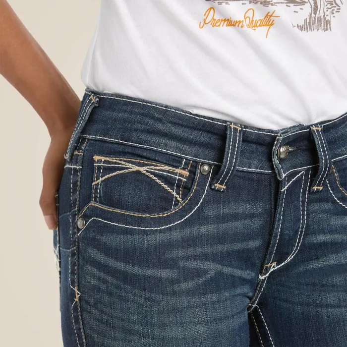 Women REAL Mid Rise Stretch Whipstitch Boot Cut Jean Ocean Ariat Denim Women REAL Mid Rise Stretch Whipstitch Boot Cut Jean Ocean Ariat Denim
