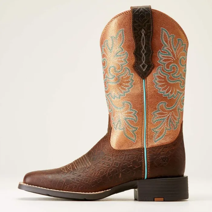 Women Round Up Wide Square Toe StretchFit Western Boot Toasted Blanket Emboss Ariat Western Boots Women Round Up Wide Square Toe StretchFit Western Boot Toasted Blanket Emboss Ariat Western Boots