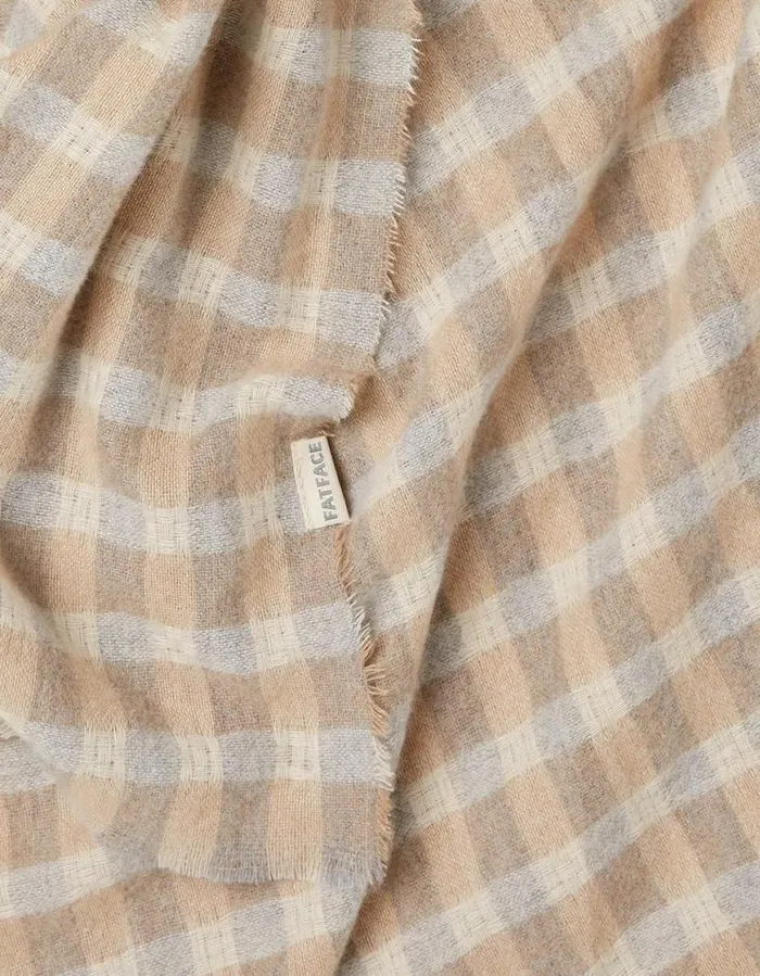 Women Scarves FatFace Gingham Check Scarf Ivory