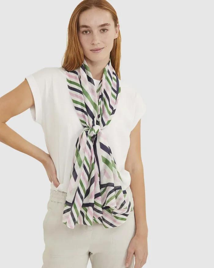 Women Scarves Sportscraft Lexi Cotton Silk Sarong Green