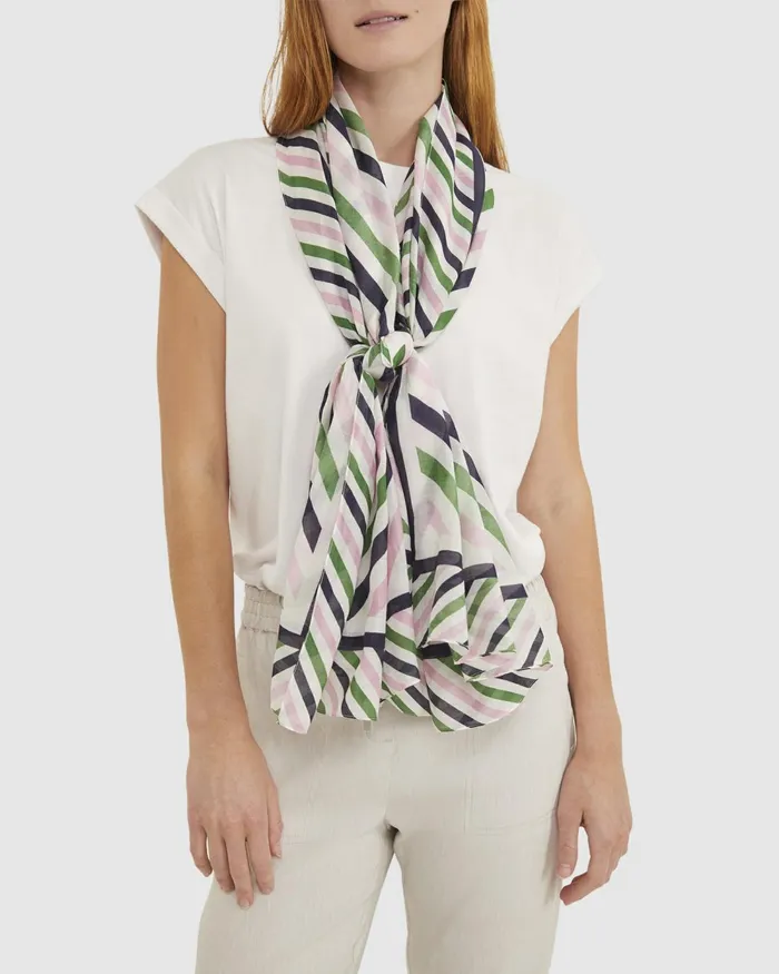Women Scarves Sportscraft Lexi Cotton Silk Sarong Green