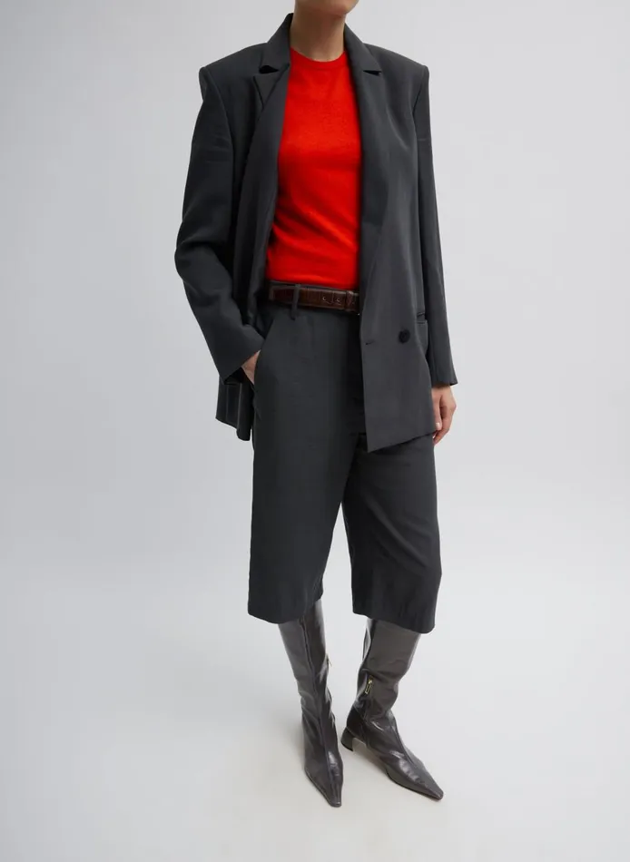 Women Skinlike Mercerized Wool Soft Sheer Pullover Red Tibi Knitwear and Sweatshirts