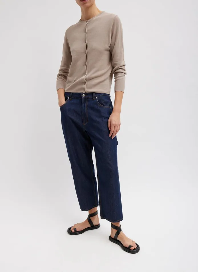 Women Summer Denim Cropped Slouchy Cargo Jean Indigo Tibi Denim