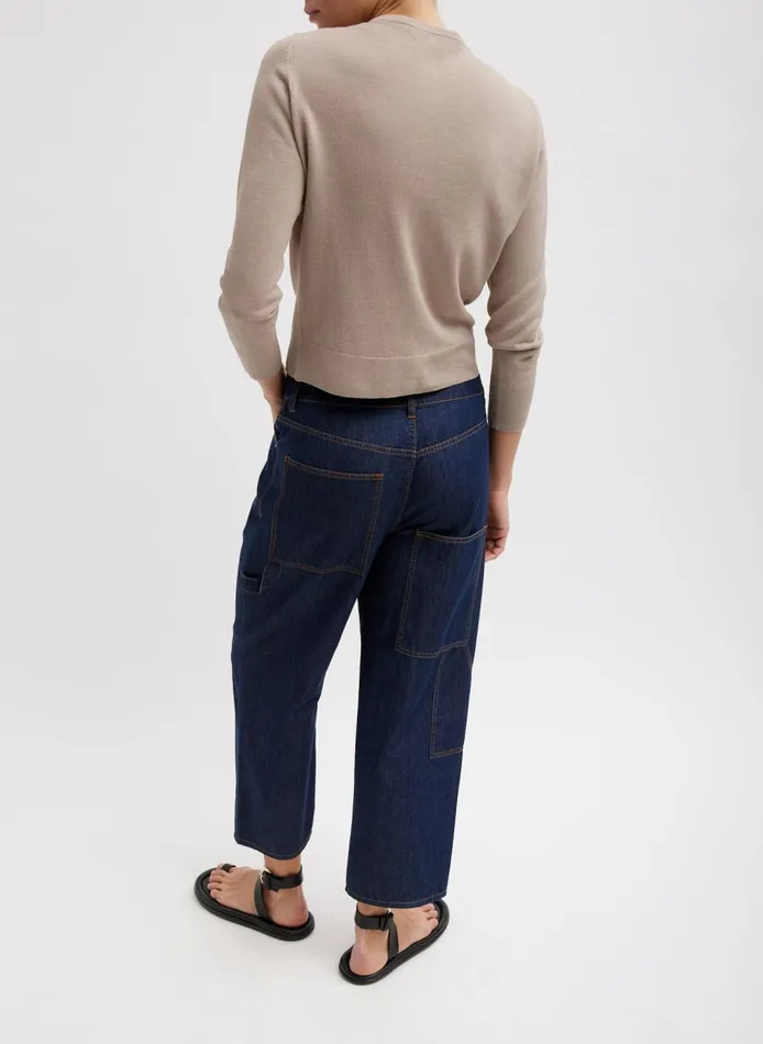 Women Summer Denim Cropped Slouchy Cargo Jean Indigo Tibi Denim