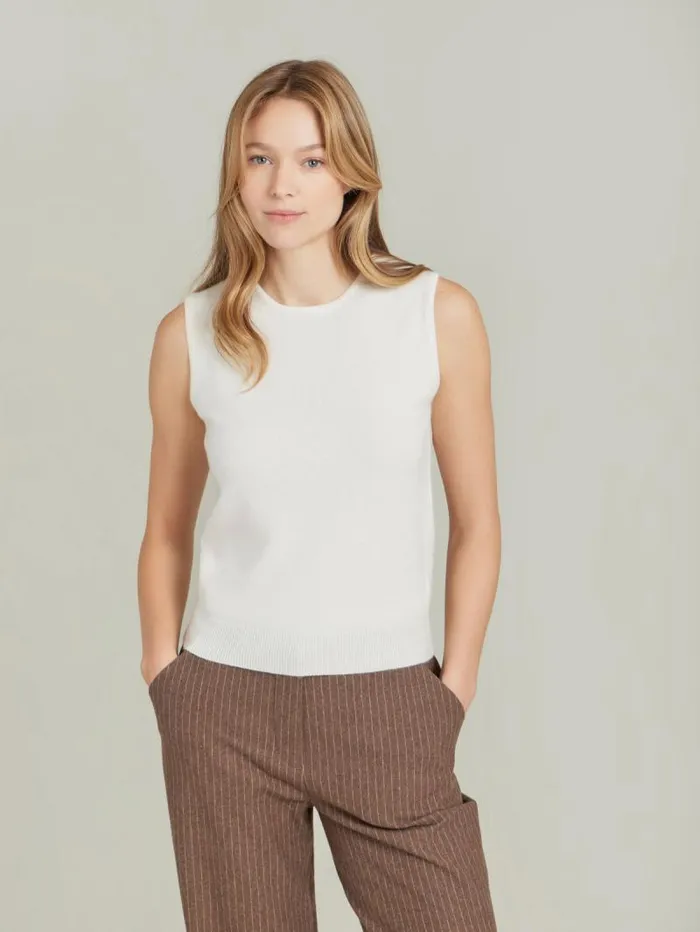 Women Sweaters Agns B Off White Cashmere Dublin Sleeveless Sweater