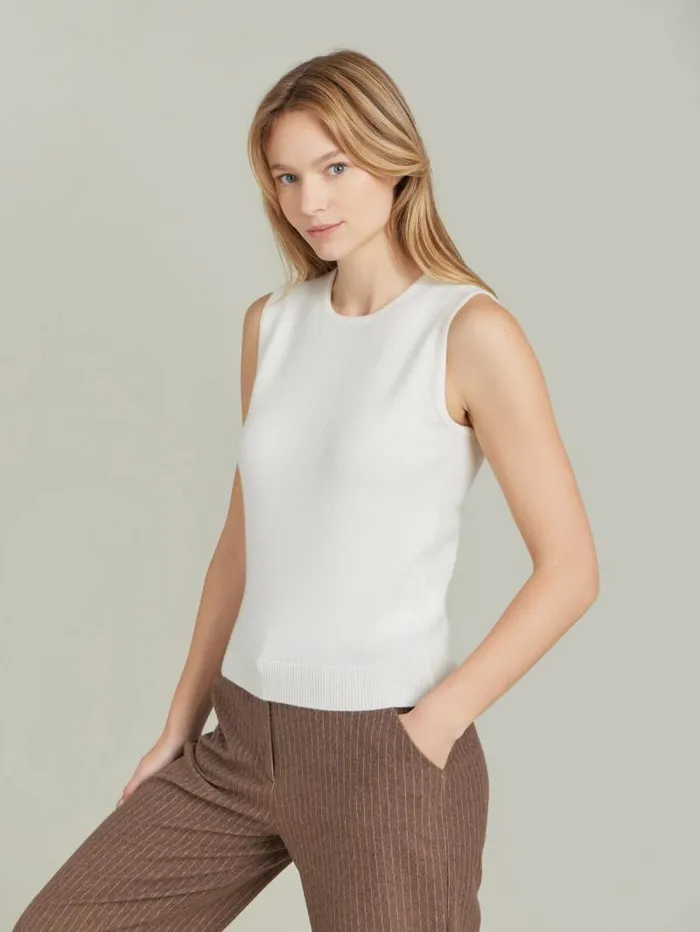 Women Sweaters Agns B Off White Cashmere Dublin Sleeveless Sweater