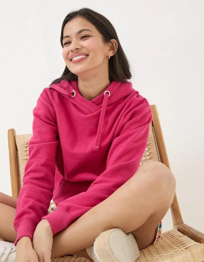Women Sweatshirts and Hoodies FatFace Izzy Overhead Hoodie Fuchsia Pink