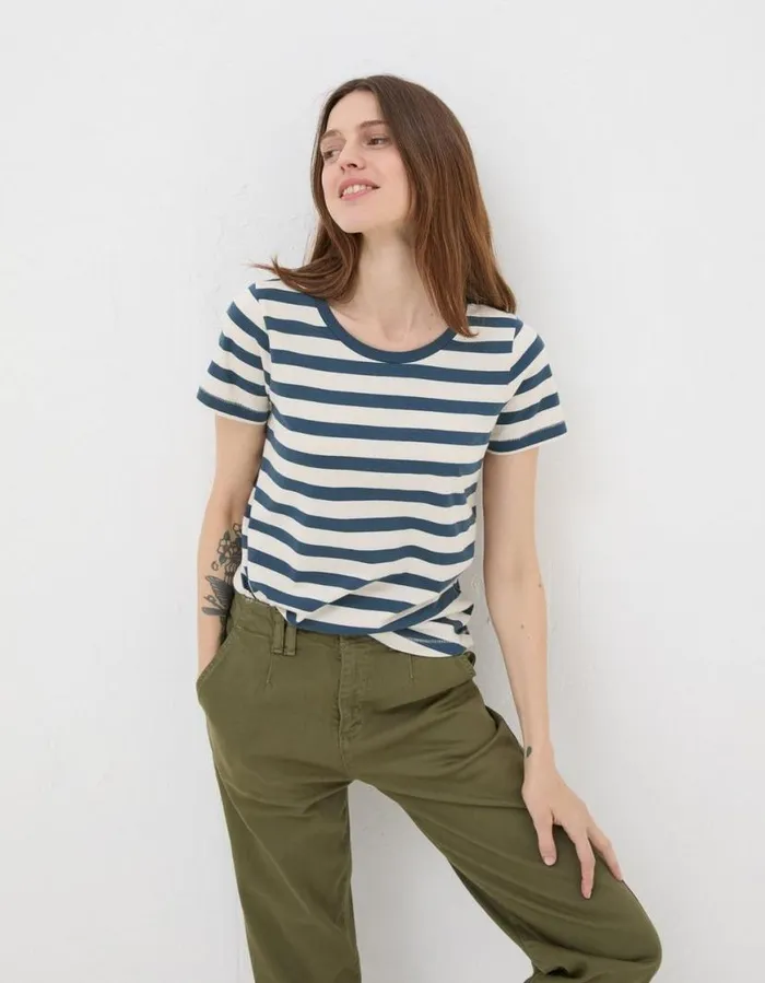 Women Tops and TShirts FatFace Natalie Stripe TShirt Navy