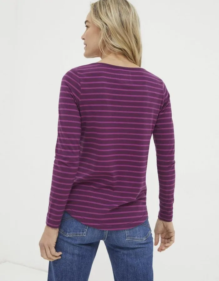 Women Tops and TShirts FatFace Organic Cotton Breton TShirt Plum