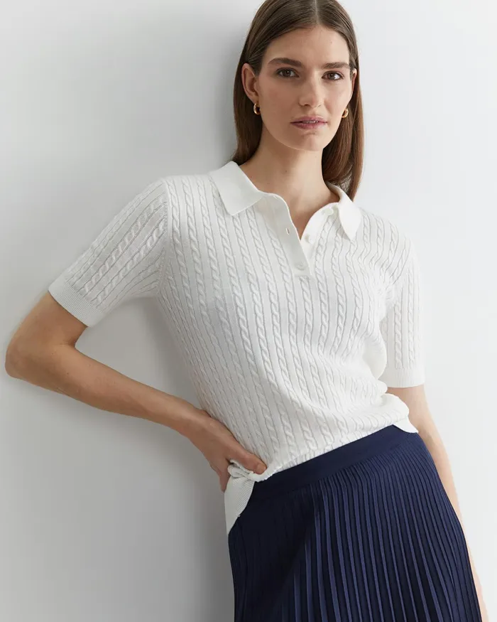 Women Tops and Tees Sportscraft Elka Cable Polo White