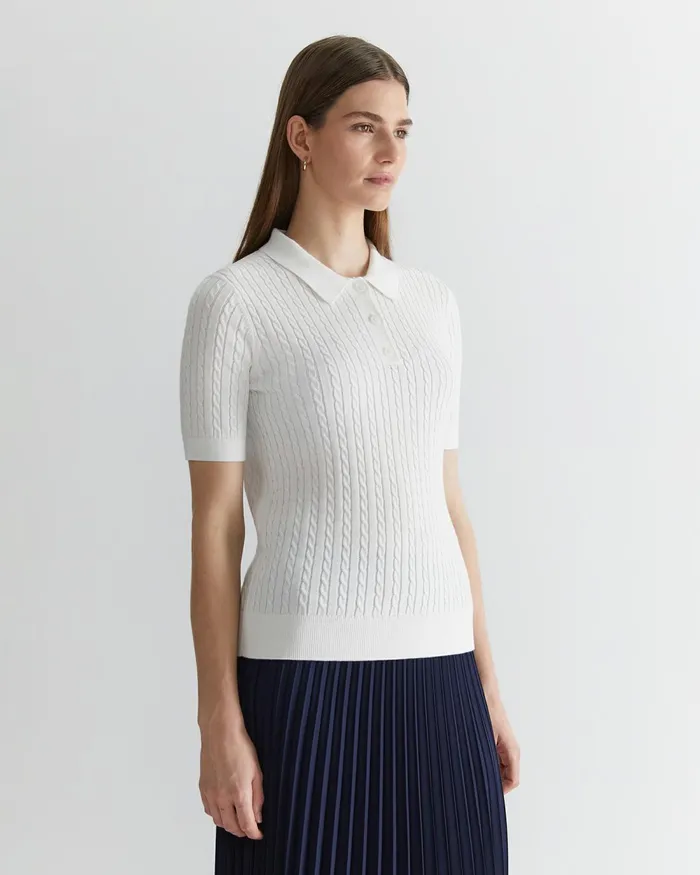 Women Tops and Tees Sportscraft Elka Cable Polo White