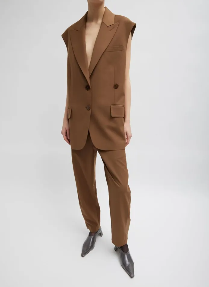 Women Tropical Wool Reese Sculpted Trouser Toffee Tibi Fundamentals