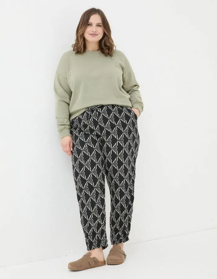 Women Trousers and Leggings FatFace Lyme Mono Geo Trousers Black