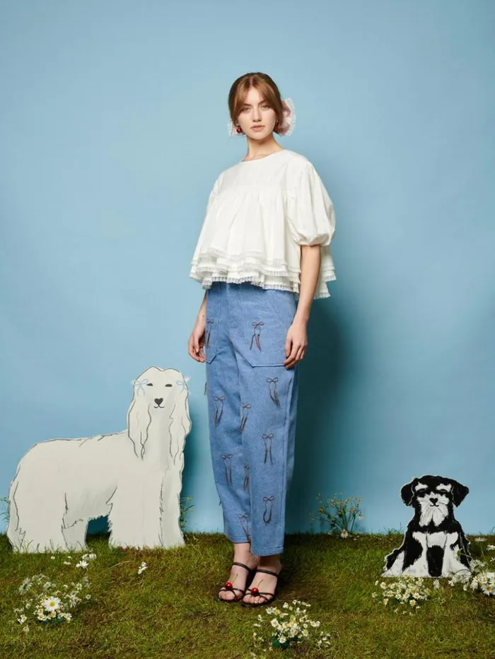 Womenswear Bottoms Sister Jane Honeycomb Denim Trousers Washed Denim Womenswear Bottoms Sister Jane Honeycomb Denim Trousers Washed Denim