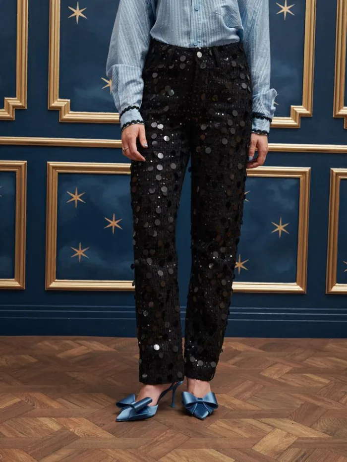 Womenswear Bottoms Sister Jane Naveen Sequin Jeans Coal Black