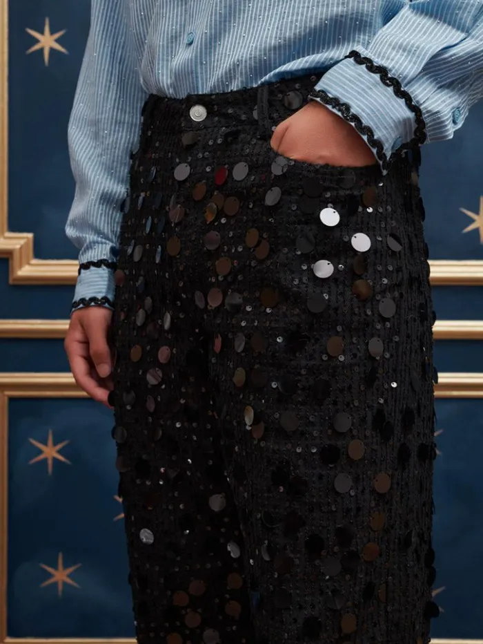Womenswear Bottoms Sister Jane Naveen Sequin Jeans Coal Black