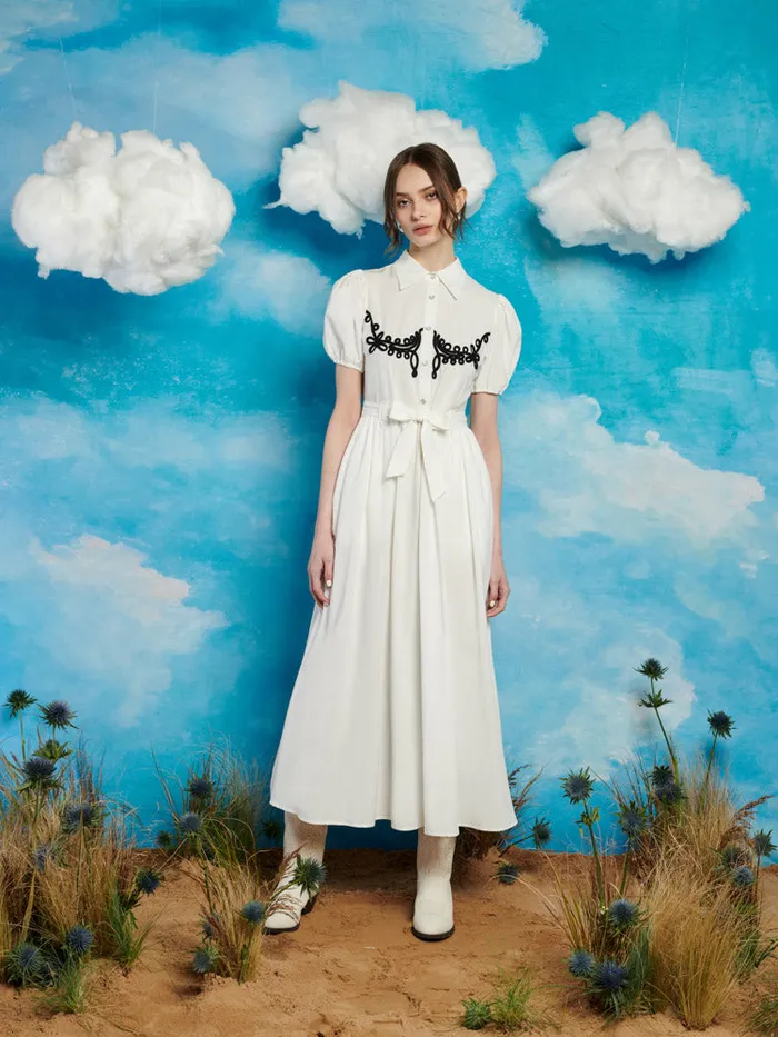 Womenswear Dresses Sister Jane Cody Cording Midi Dress Pearl White Womenswear Dresses Sister Jane Cody Cording Midi Dress Pearl White