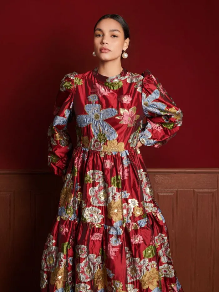 Womenswear Dresses Sister Jane DREAM Ruby Jacquard Maxi Dress Burgundy Red Womenswear Dresses Sister Jane DREAM Ruby Jacquard Maxi Dress Burgundy Red