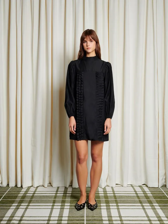 Womenswear Dresses Sister Jane Ghospell Lundy Ruffle Mini Dress Coal Black Womenswear Dresses Sister Jane Ghospell Lundy Ruffle Mini Dress Coal Black
