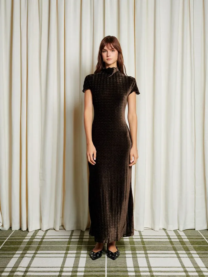 Womenswear Dresses Sister Jane Ghospell Vaila Velvet Maxi Dress Chocolate Brown