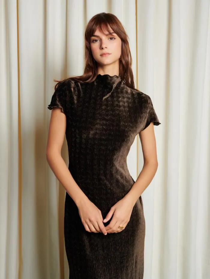 Womenswear Dresses Sister Jane Ghospell Vaila Velvet Maxi Dress Chocolate Brown