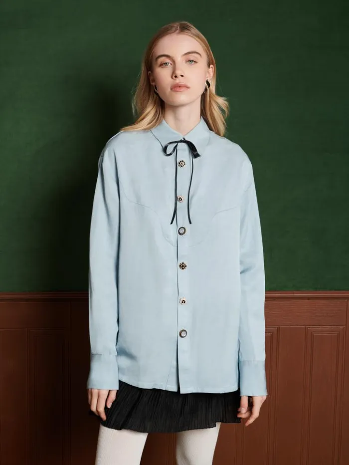 Womenswear Tops Sister Jane Arlo Button Shirt Cornflower Bue