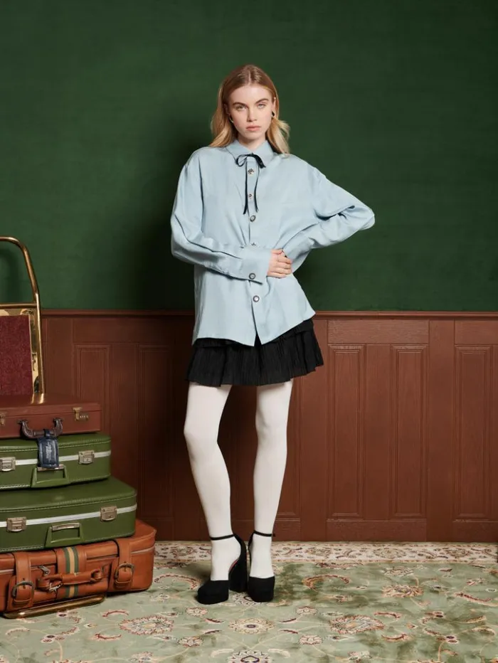 Womenswear Tops Sister Jane Arlo Button Shirt Cornflower Bue