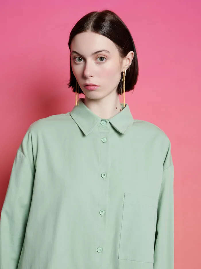 Womenswear Tops Sister Jane Ghospell Swayer Oversized Shirt Office Green
