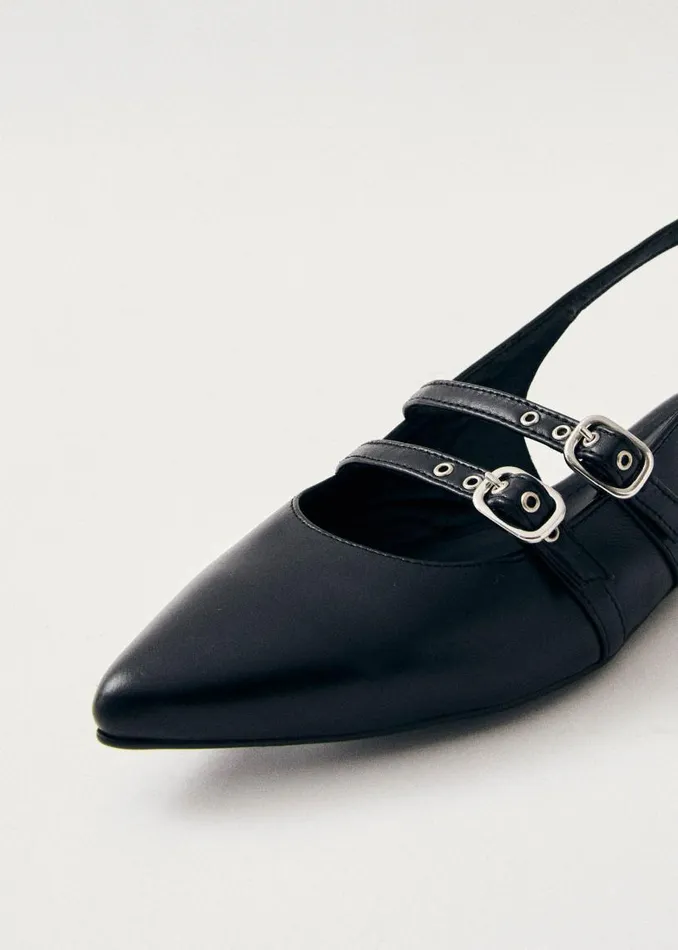 Wren Black Leather Ballet Flats Women ALOHAS Ballet Flats