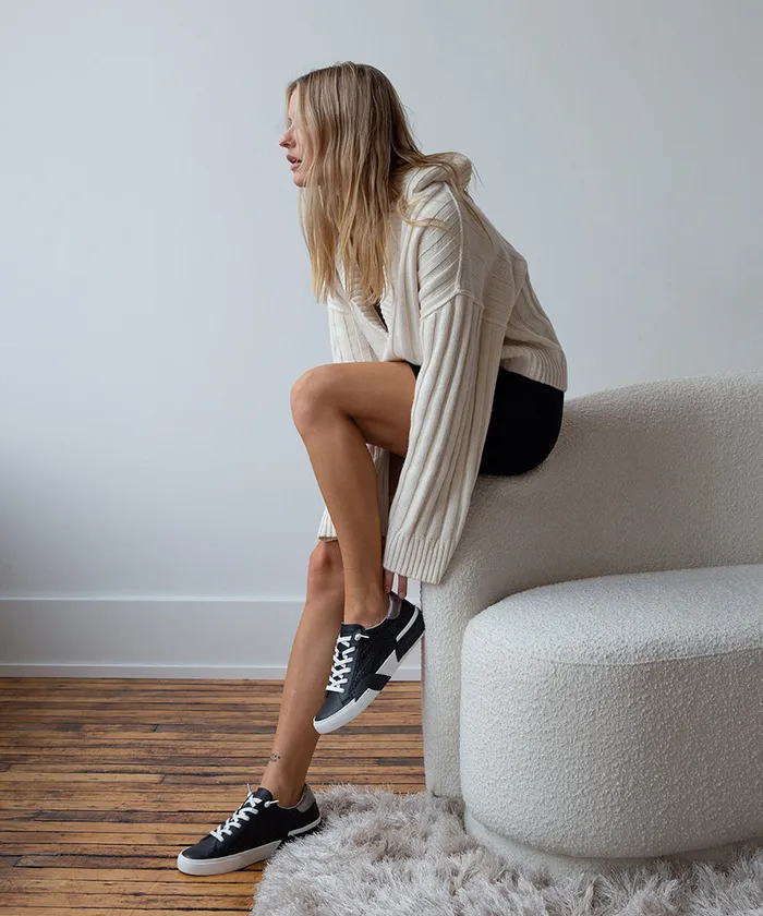 Zina Perforated Sneakers Black Perforated Leather Women Dolce Vita Sneakers