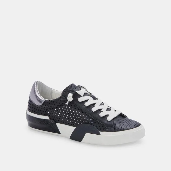Zina Perforated Sneakers Black Perforated Leather Women Dolce Vita Sneakers