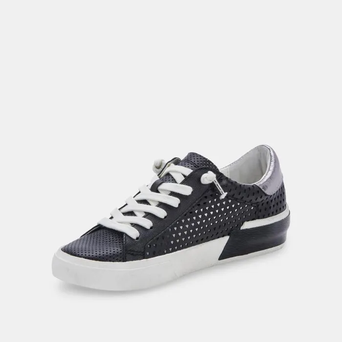Zina Perforated Sneakers Black Perforated Leather Women Dolce Vita Sneakers